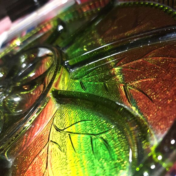 Indiana Green Glass Deviled Egg & Relish Dish‎ Serving Platter 13" Entertaining - Picture 10 of 11